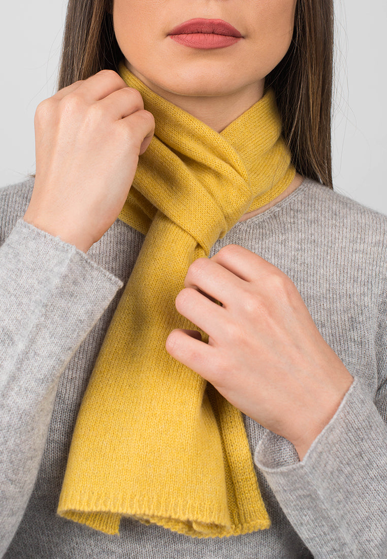 Yellow Women's 100% Cashmere Skinny Scarf, view 4