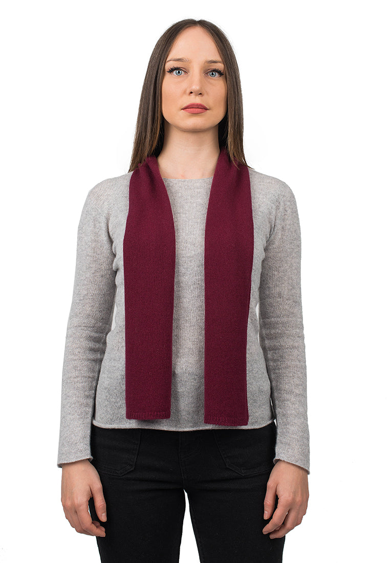 Burgundy Women's 100% Cashmere Skinny Scarf