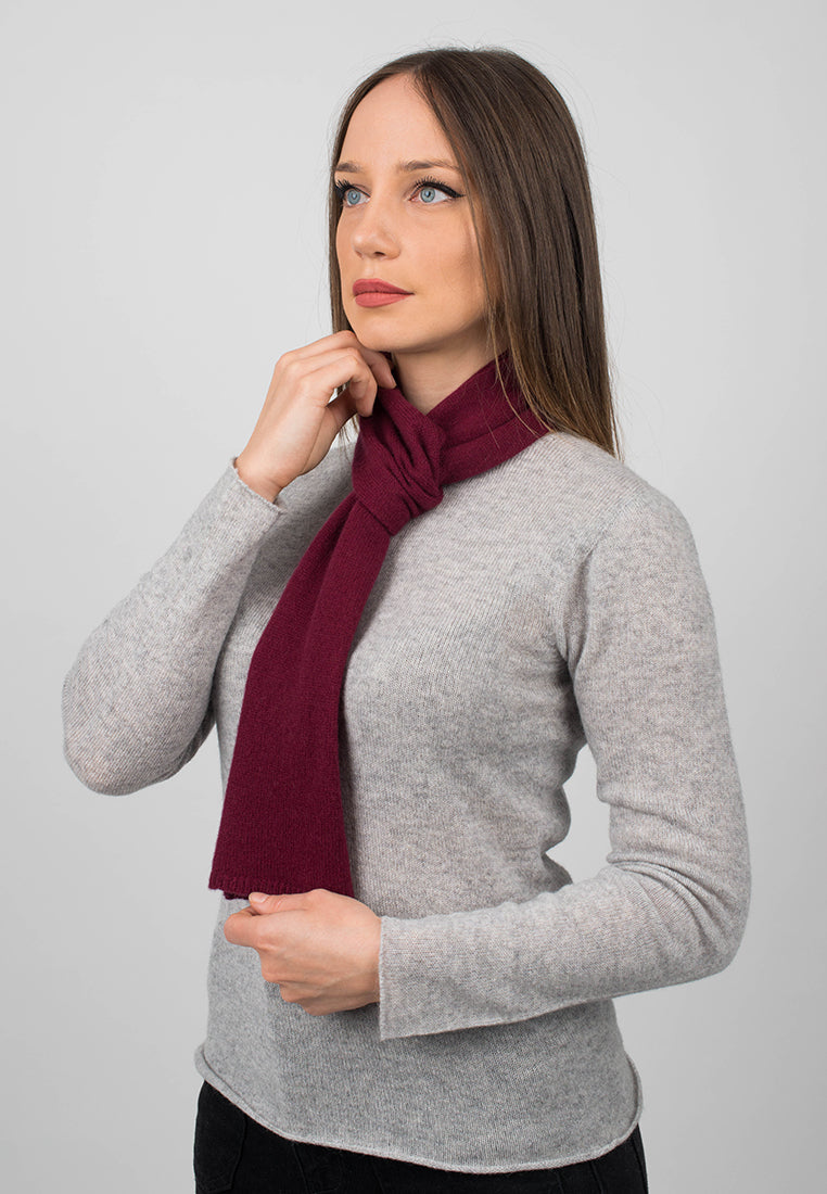 Burgundy Women's 100% Cashmere Skinny Scarf, view 3