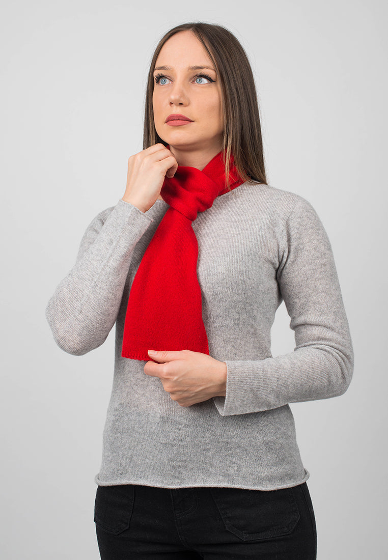 Red Women's 100% Cashmere Skinny Scarf, view 3