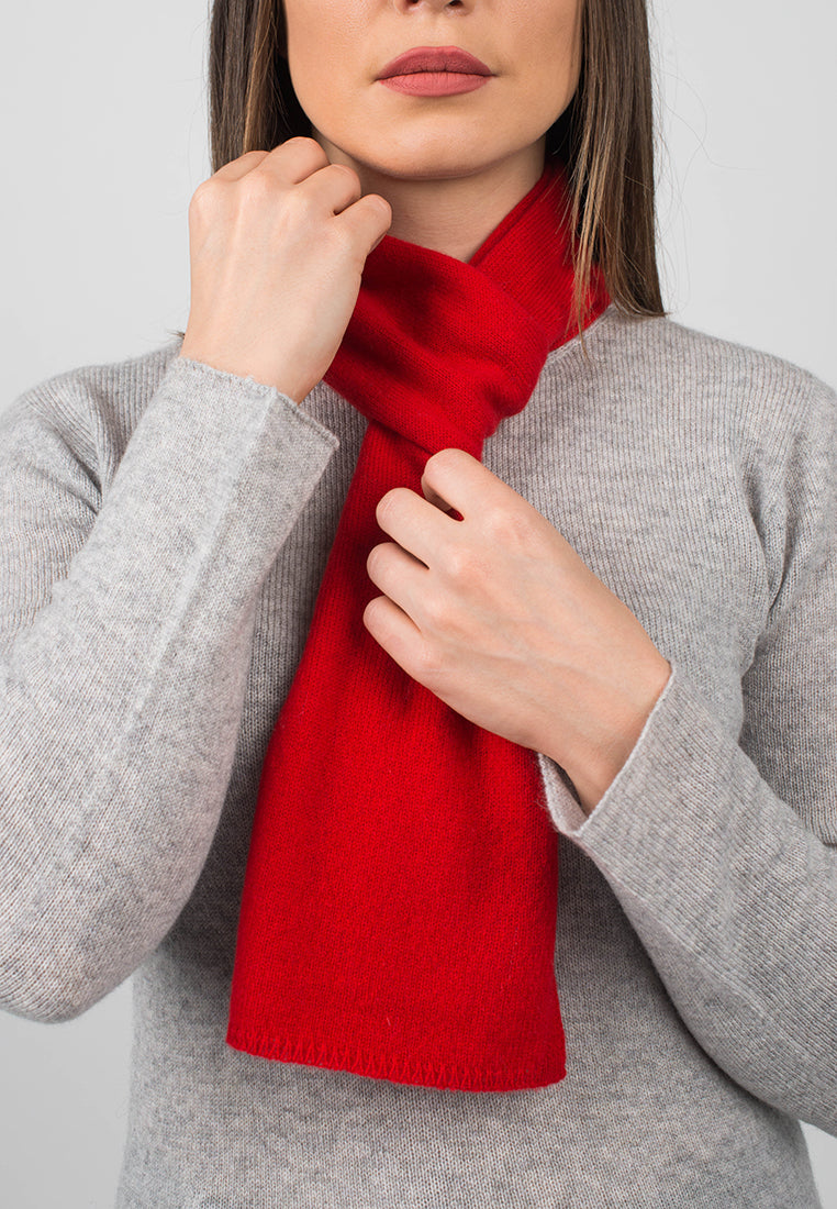 Red Women's 100% Cashmere Skinny Scarf, view 4