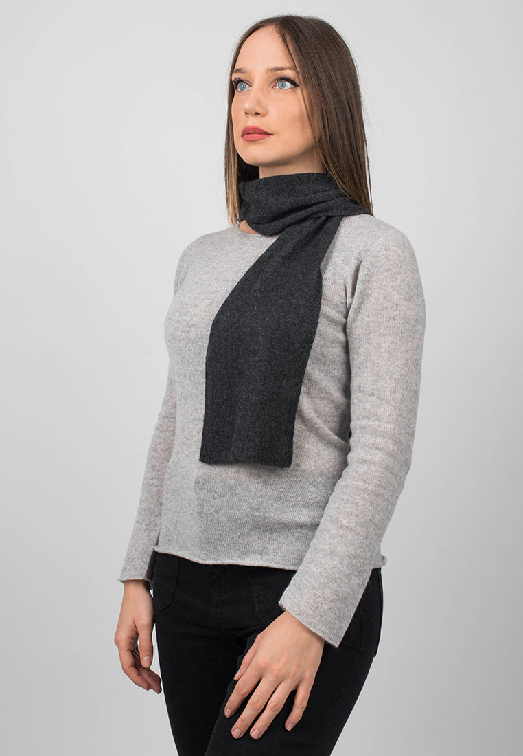 Charcoal Women's 100% Cashmere Skinny Scarf, view 2