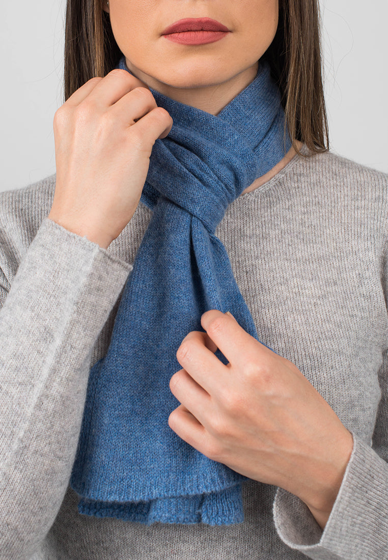 Light Blue Women's 100% Cashmere Skinny Scarf, view 4