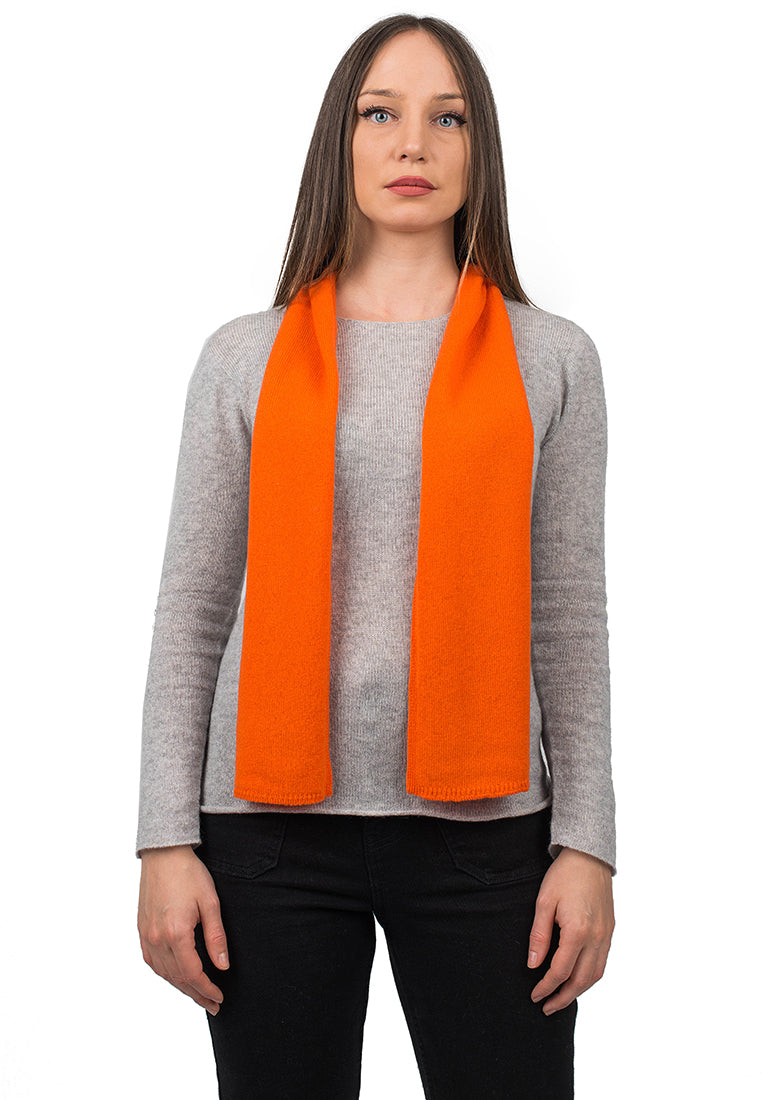 Orange Women's 100% Cashmere Skinny Scarf