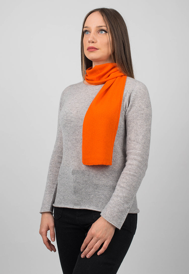 Orange Women's 100% Cashmere Skinny Scarf, view 2