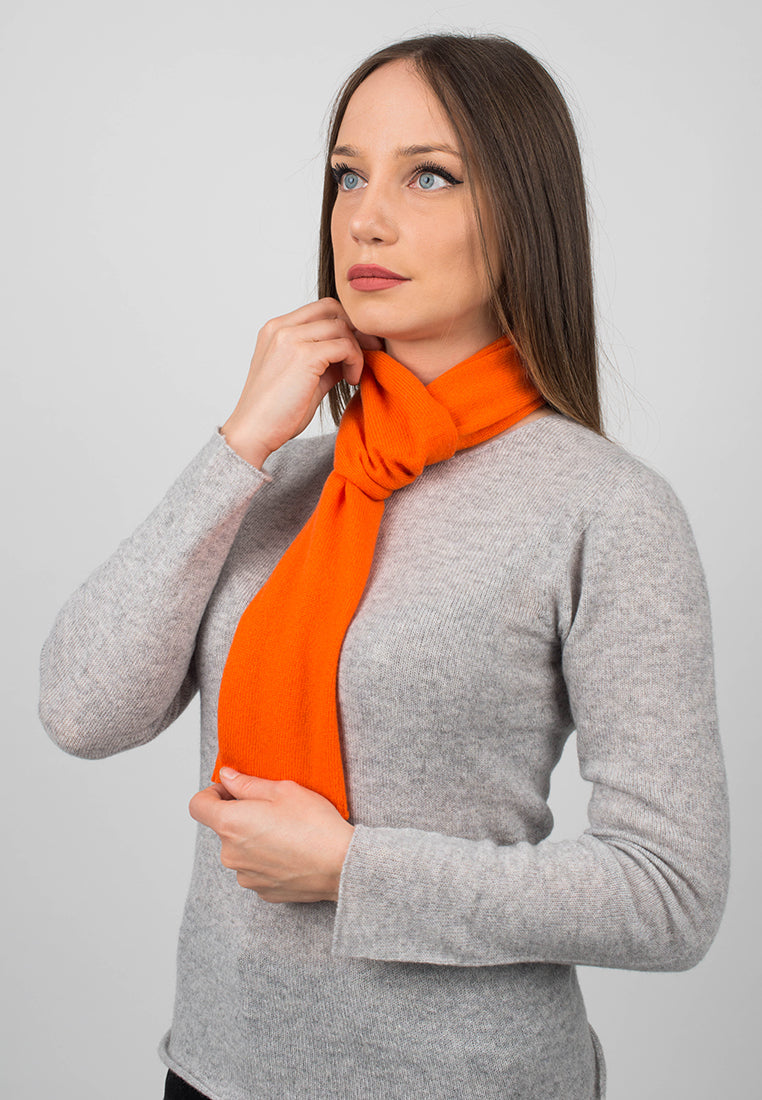 Orange Women's 100% Cashmere Skinny Scarf, view 3