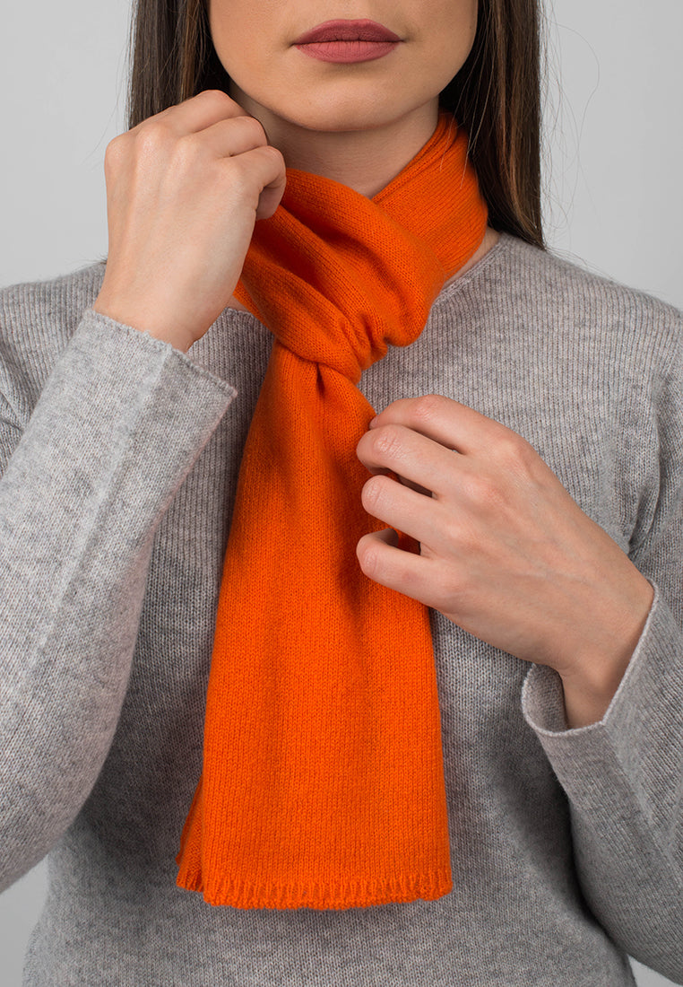 Orange Women's 100% Cashmere Skinny Scarf, view 4