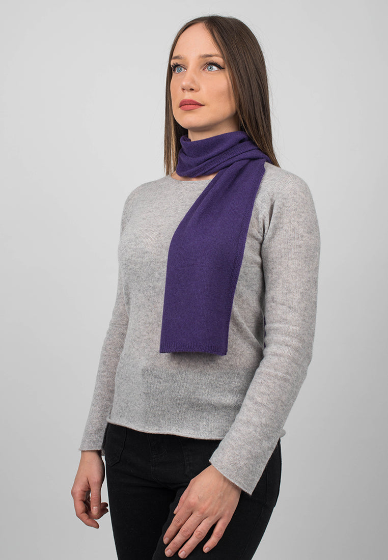 Purple Women's 100% Cashmere Skinny Scarf, view 2