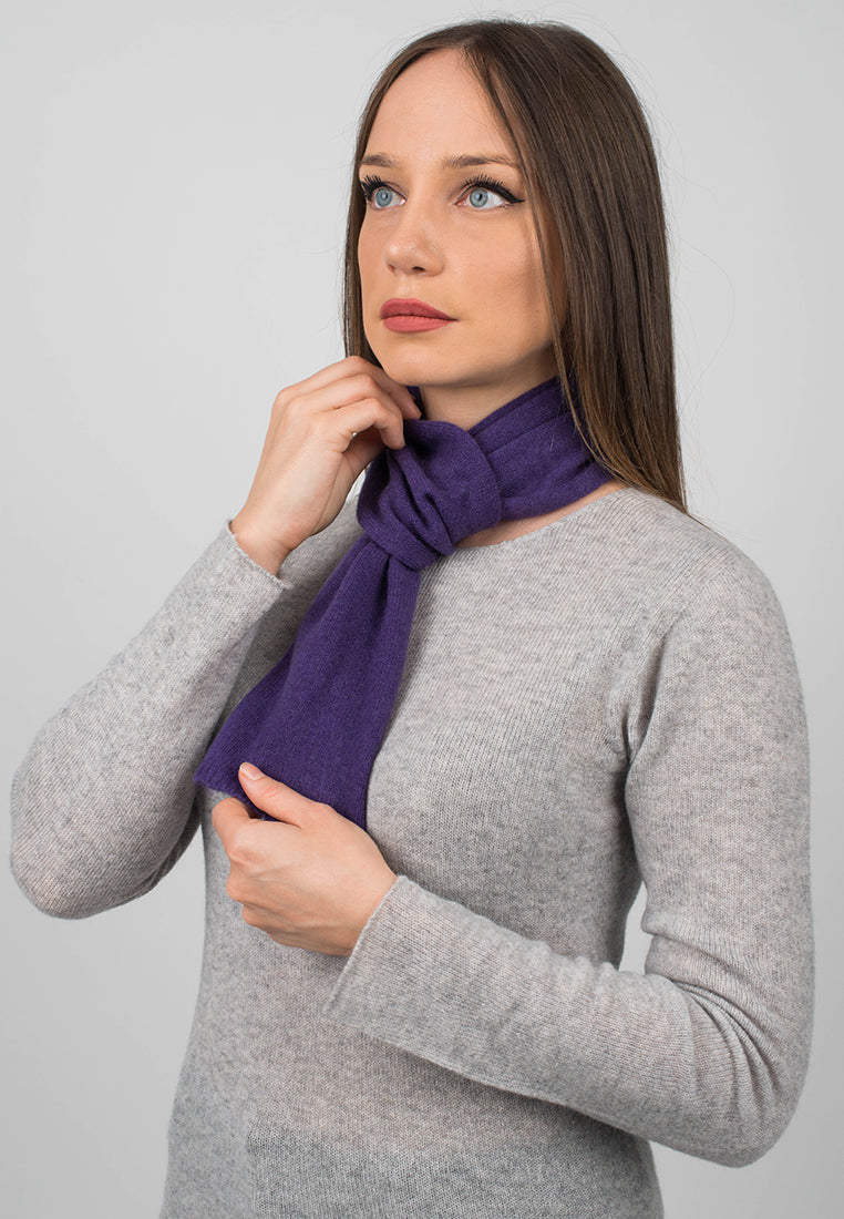 Purple Women's 100% Cashmere Skinny Scarf, view 3