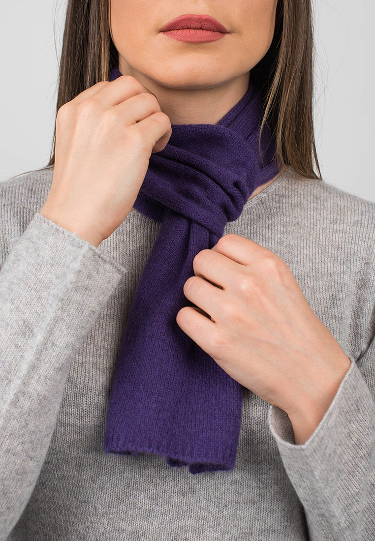 Purple Women's 100% Cashmere Skinny Scarf, view 4