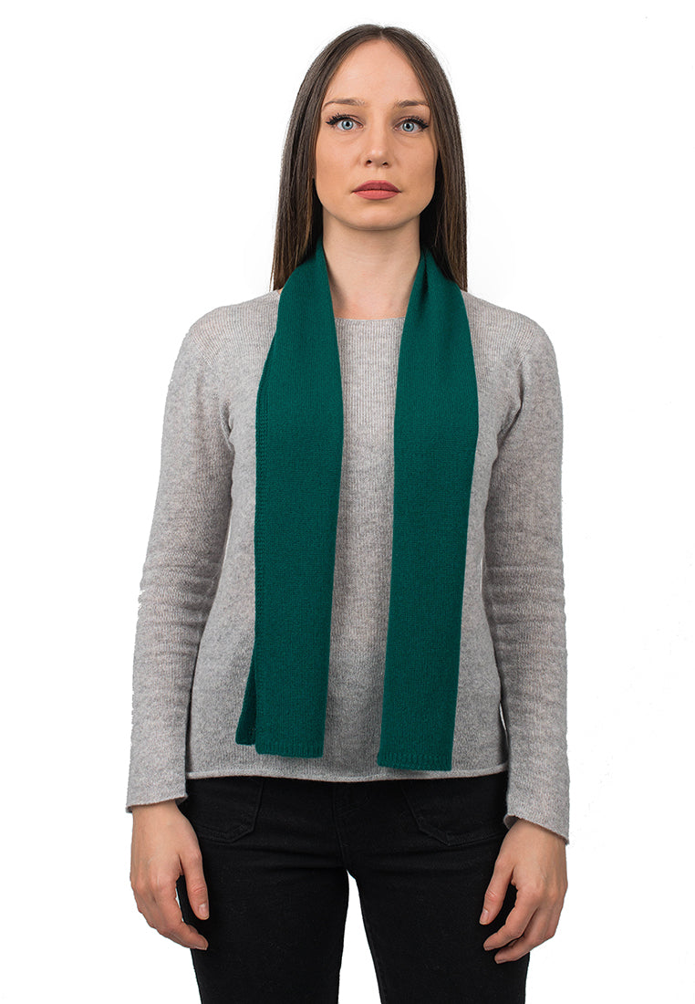 Green Women's 100% Cashmere Skinny Scarf