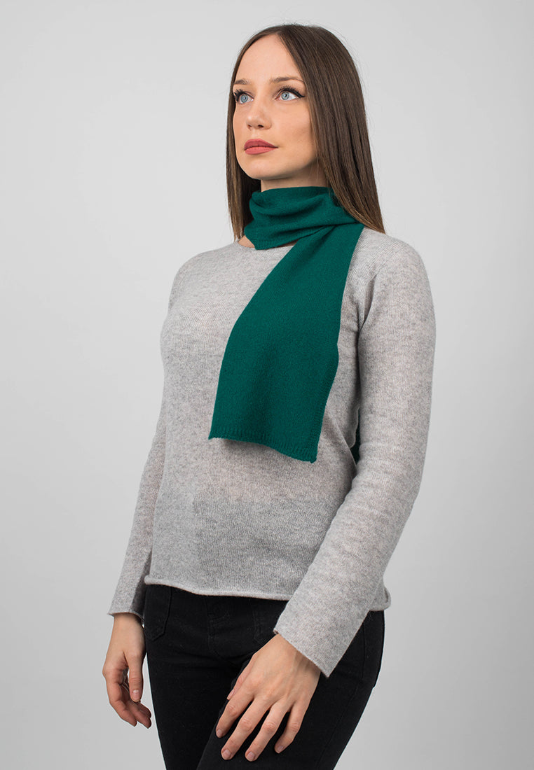 Green Women's 100% Cashmere Skinny Scarf, view 2