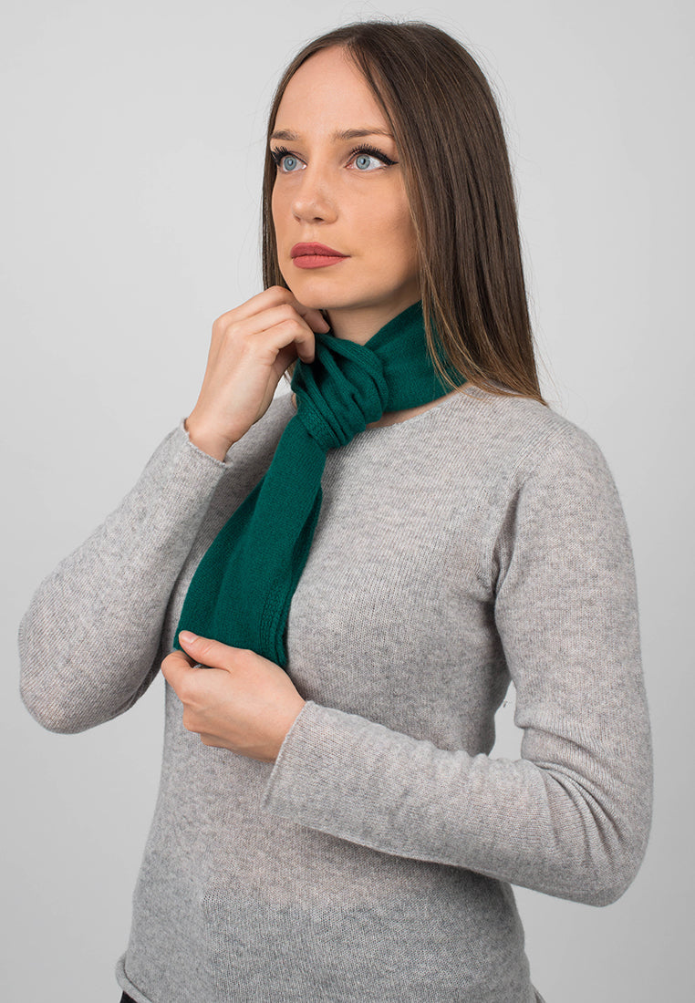 Green Women's 100% Cashmere Skinny Scarf, view 3