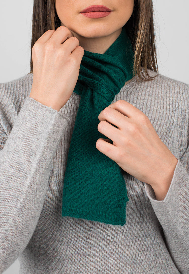 Green Women's 100% Cashmere Skinny Scarf, view 4