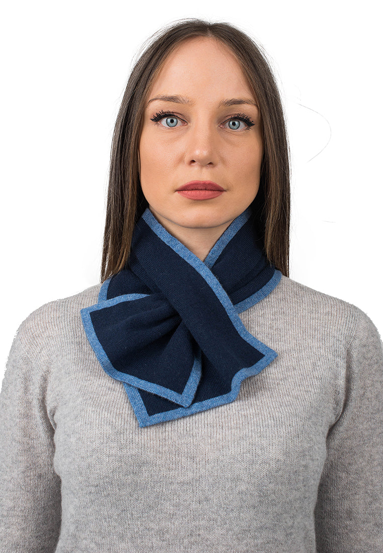 Blue Women's Reversible 100% Cashmere Neck Warmer