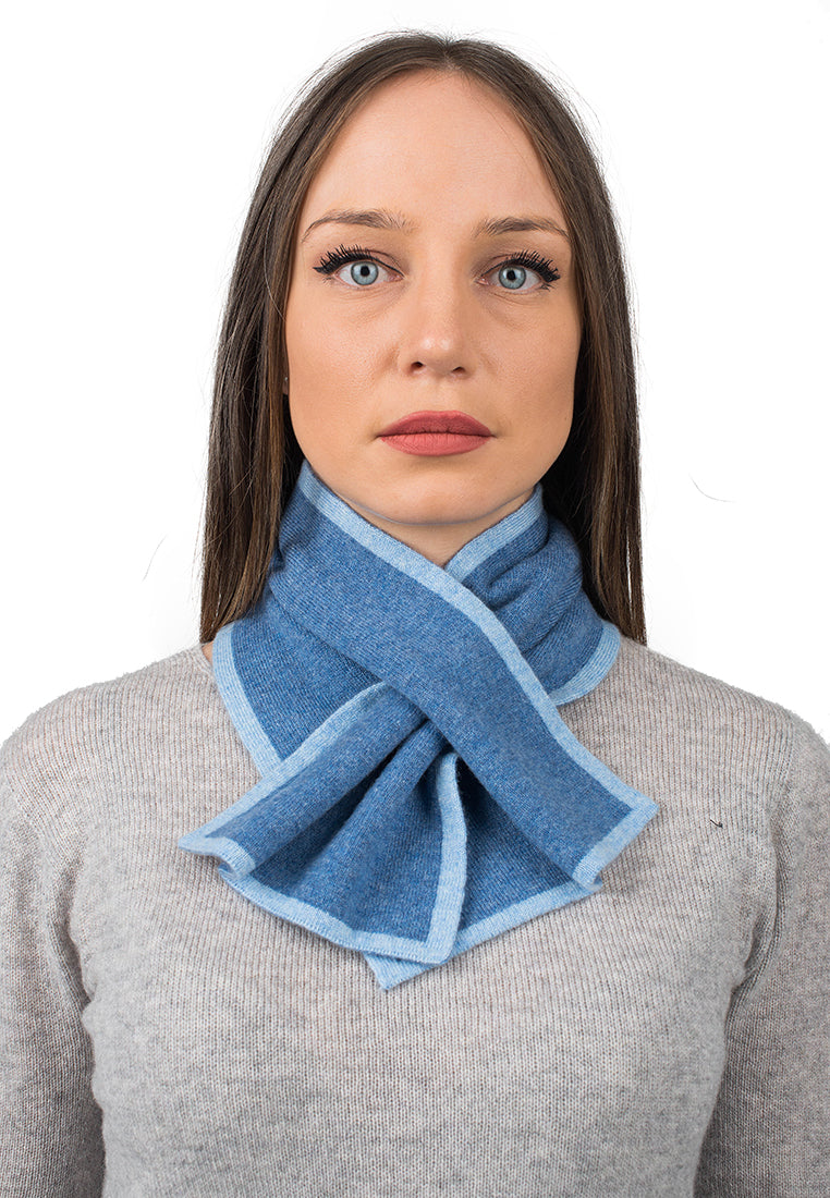 Light Blue Women's Reversible 100% Cashmere Neck Warmer