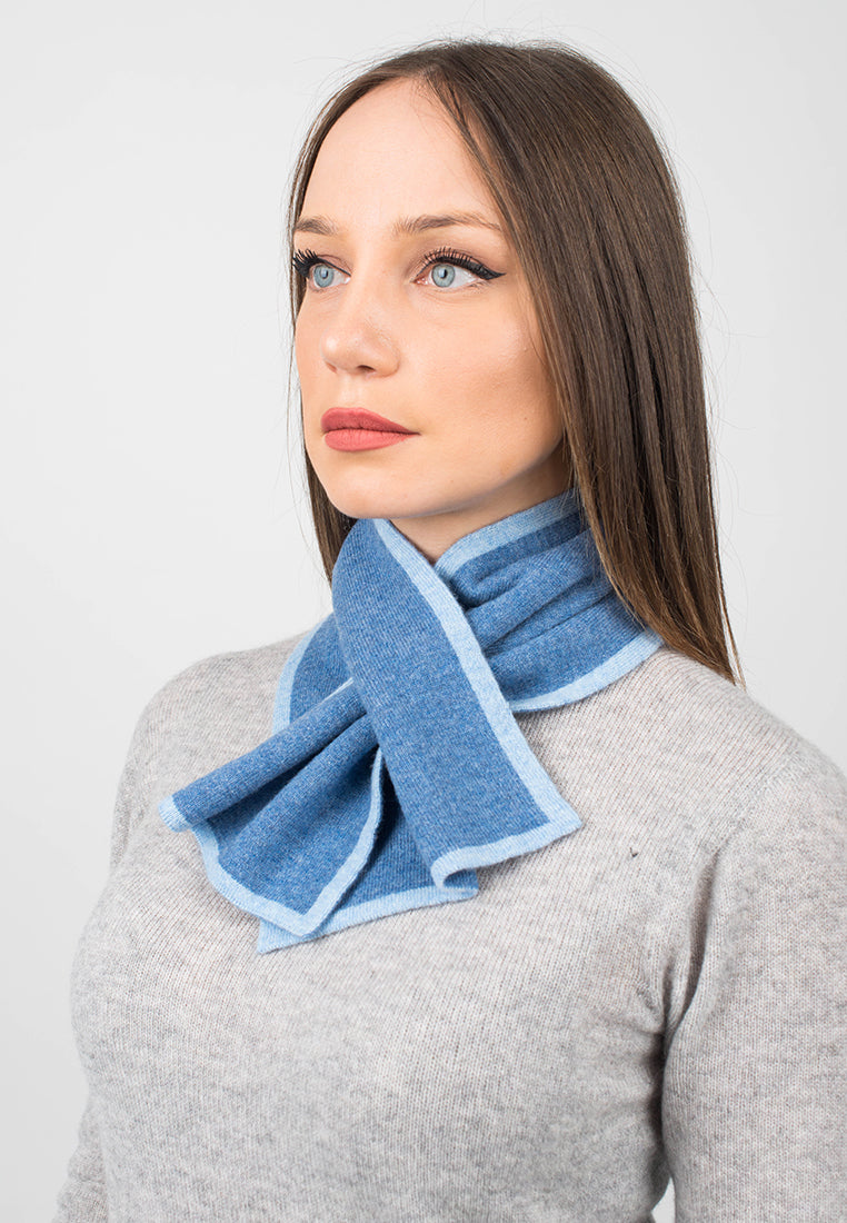 Light Blue Women's Reversible 100% Cashmere Neck Warmer, view 2