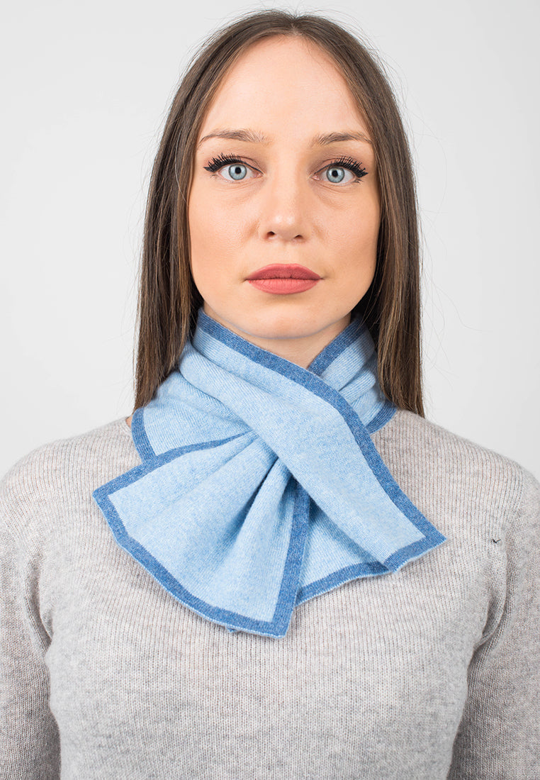 Light Blue Women's Reversible 100% Cashmere Neck Warmer, view 3