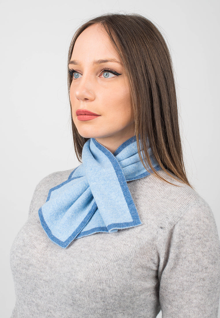 Light Blue Women's Reversible 100% Cashmere Neck Warmer, view 4