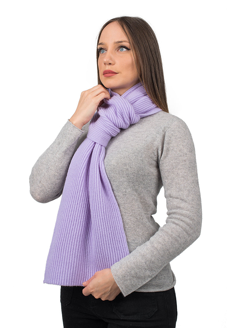 Lilac Women's Fisherman's Rib 100% Cashmere Scarf