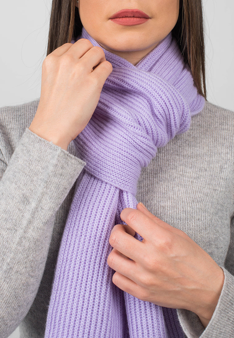 Lilac Women's Fisherman's Rib 100% Cashmere Scarf, view 4