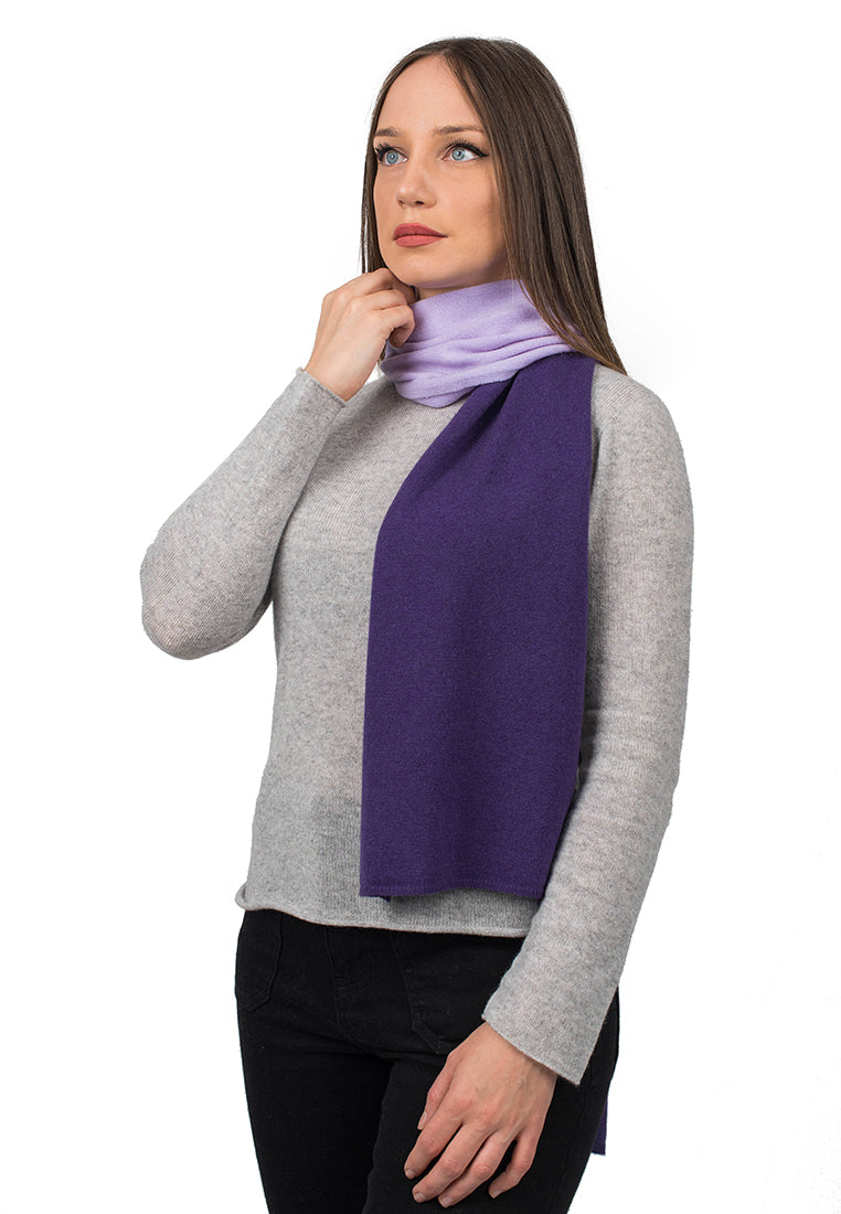 Purple-Lilac Women's Two-Tone 100% Cashmere Scarf