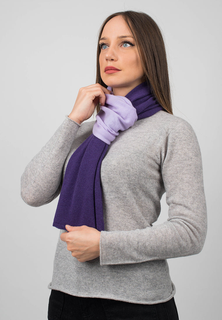 Purple-Lilac Women's Two-Tone 100% Cashmere Scarf, view 4