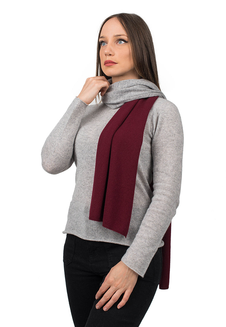 Burgundy-Gray Women's Two-Tone 100% Cashmere Scarf