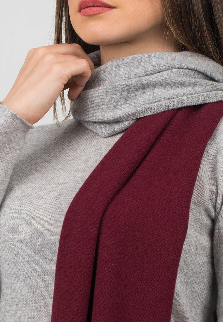 Burgundy-Gray Women's Two-Tone 100% Cashmere Scarf, view 3