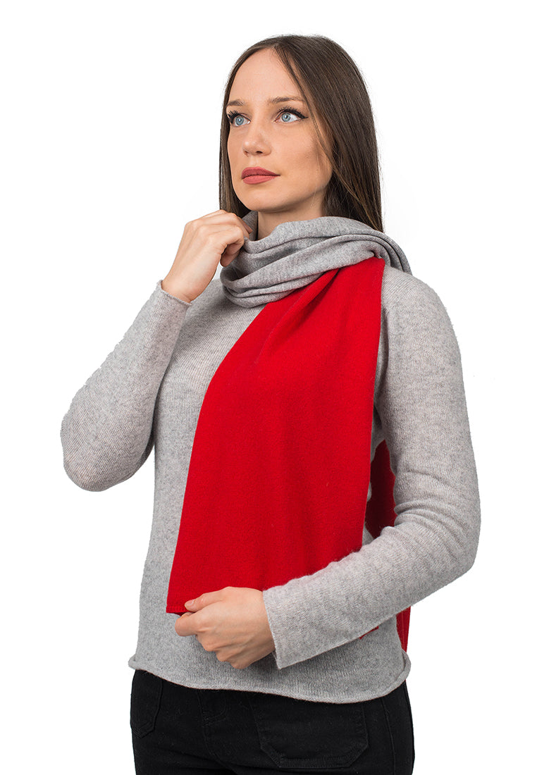 Red-Gray Women's Two-Tone 100% Cashmere Scarf