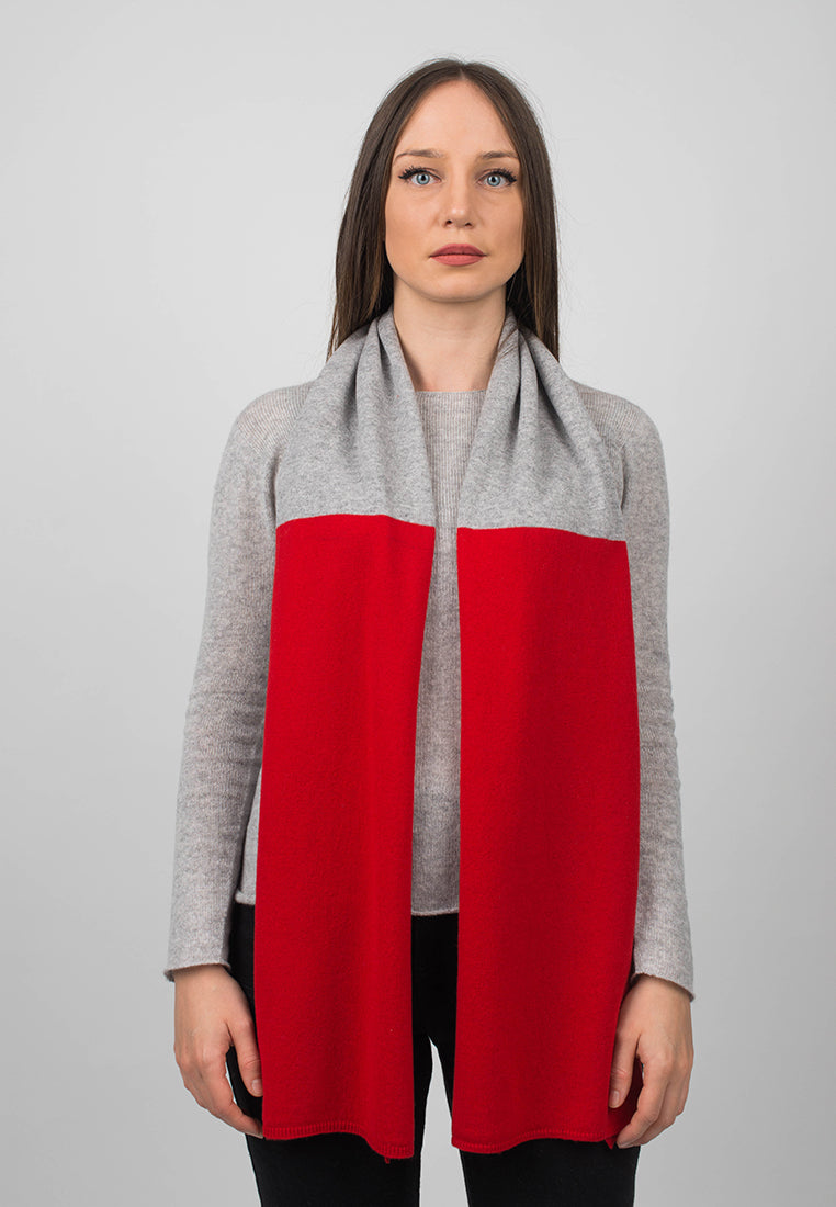 Red-Gray Women's Two-Tone 100% Cashmere Scarf, view 2