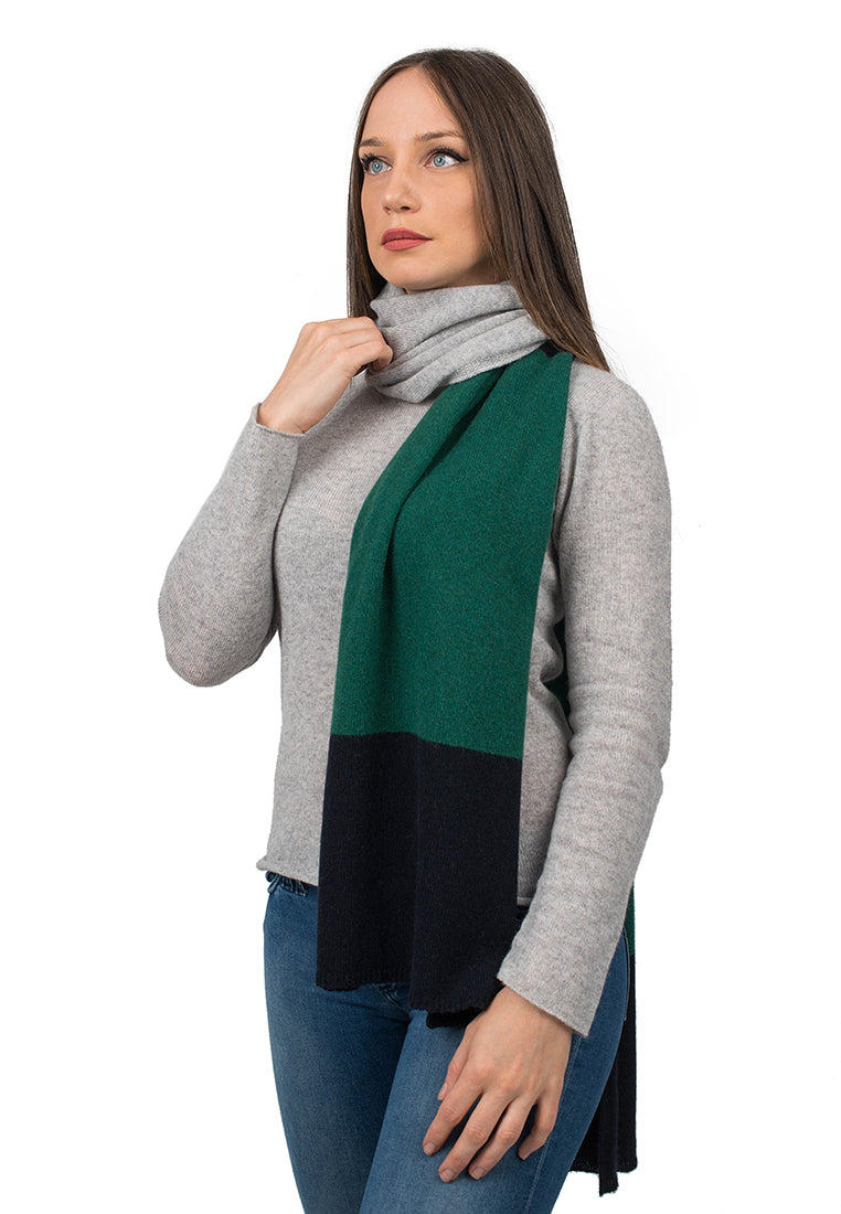 Blue-Green-Gray Women's Three-Color 100% Cashmere Scarf
