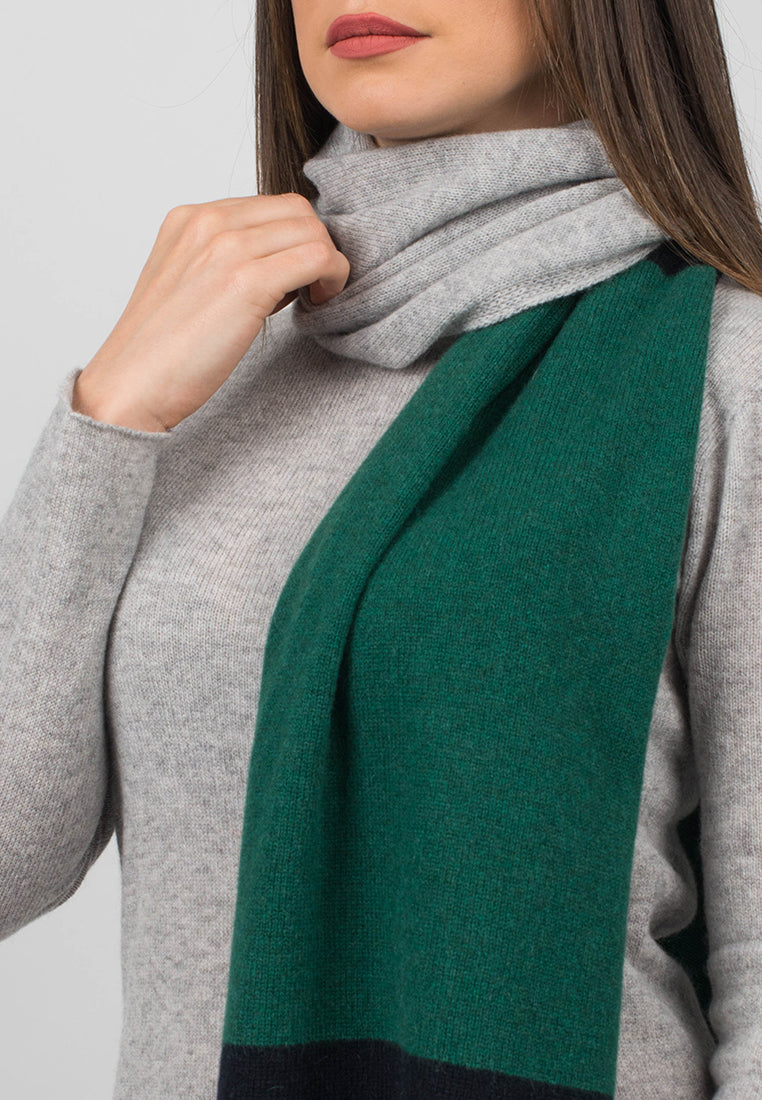 Blue-Green-Gray Women's Three-Color 100% Cashmere Scarf, view 3