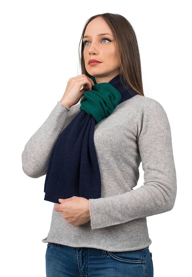 Blue-Green Women's Two-Tone 100% Cashmere Scarf