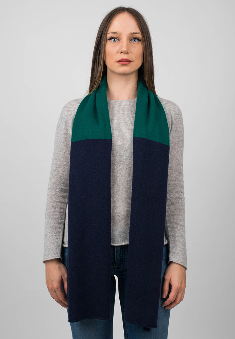Blue-Green Women's Two-Tone 100% Cashmere Scarf, view 2