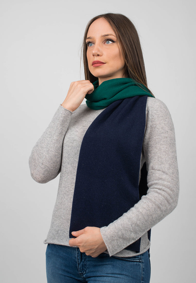 Blue-Green Women's Two-Tone 100% Cashmere Scarf, view 3