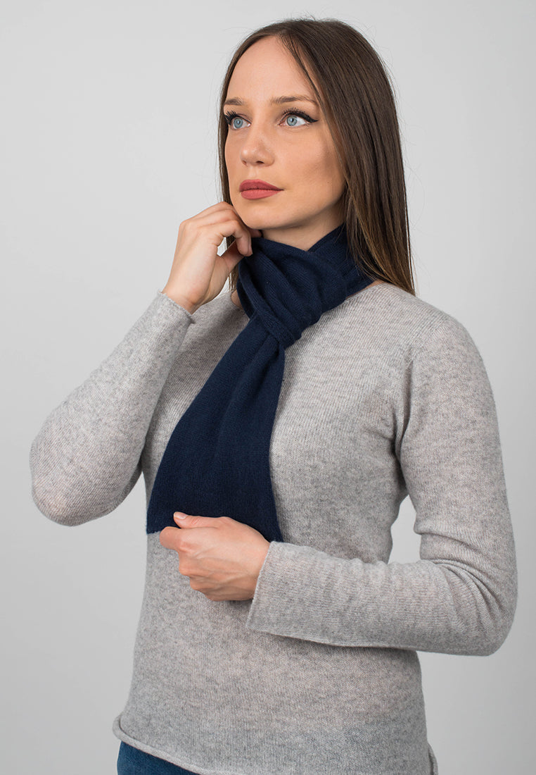 Blue Women's 100% Cashmere Skinny Scarf, view 4