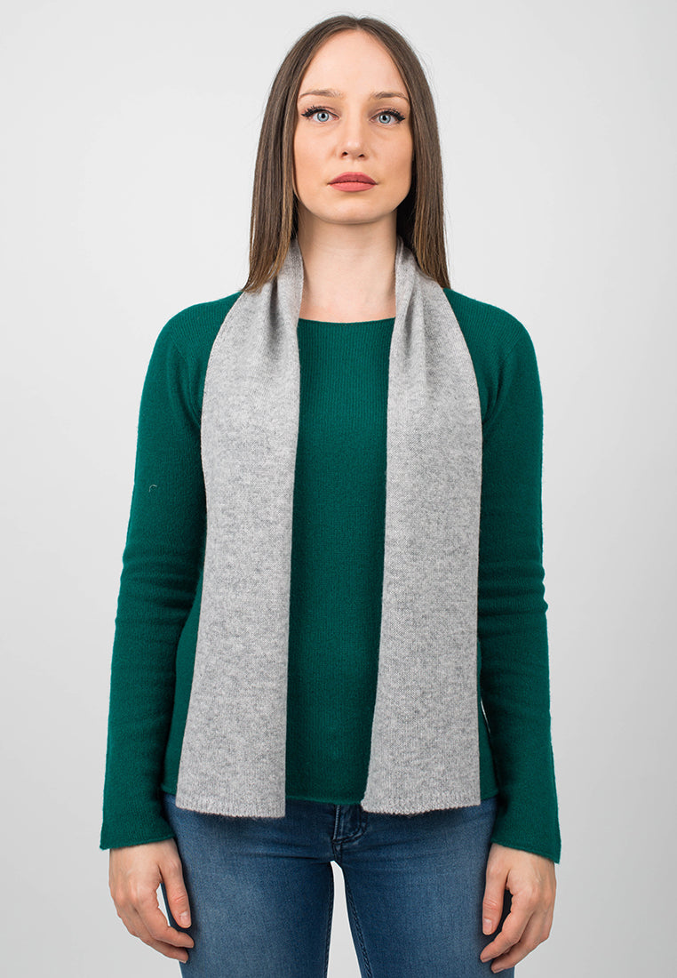 Gray Women's 100% Cashmere Skinny Scarf, view 2