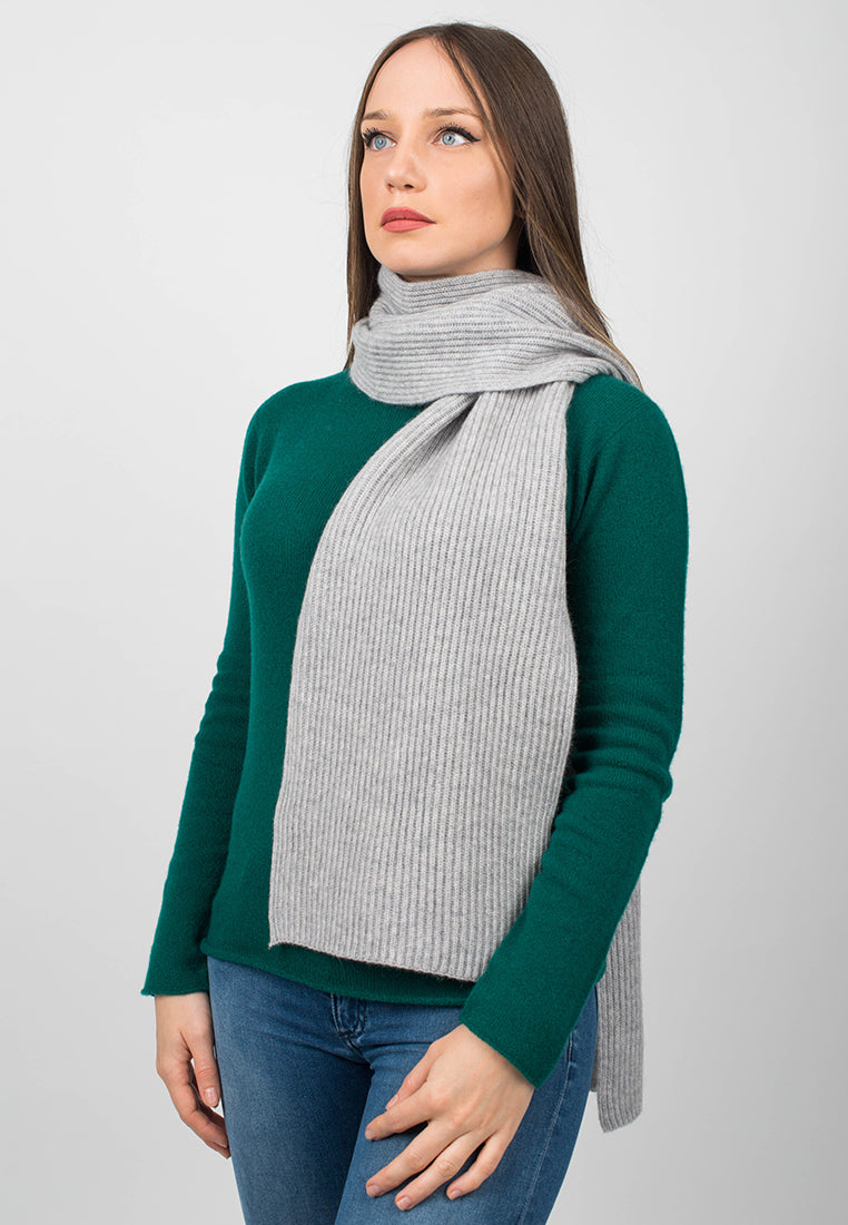 Gray Women's Fisherman's Rib 100% Cashmere Scarf, view 2