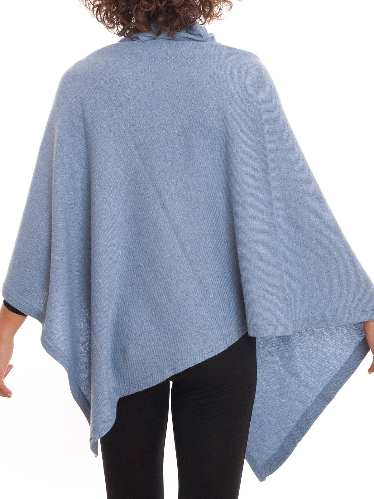 Charcoal Cashmere Blend Poncho With Buttons, view 5