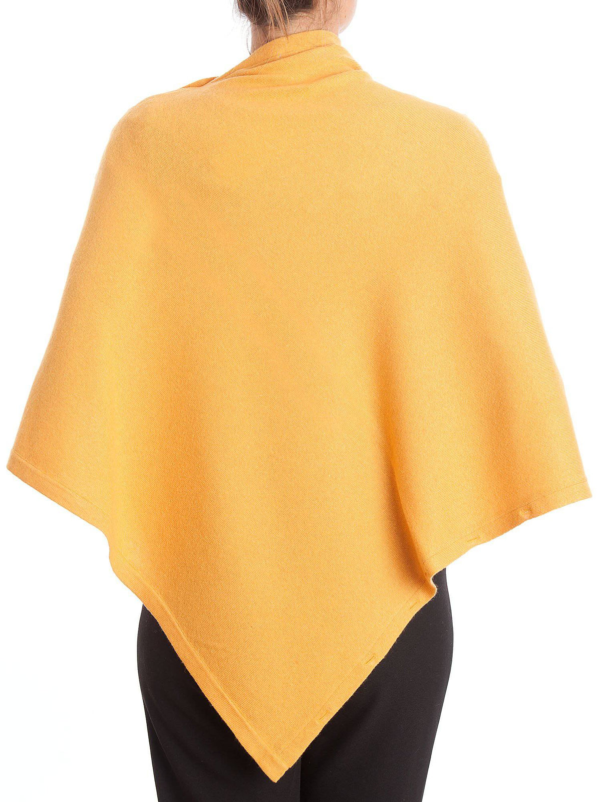 Yellow Cashmere Blend Poncho With Buttons, view 2