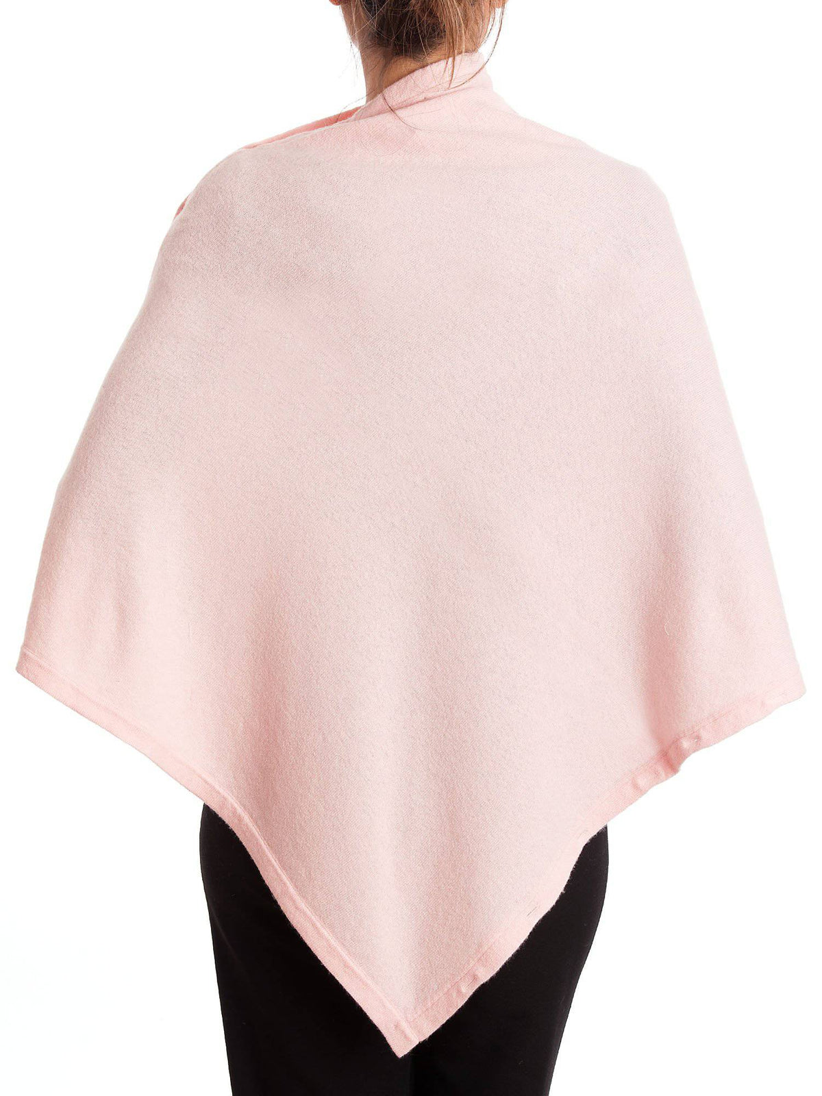 Pink Cashmere Blend Poncho With Buttons, view 3
