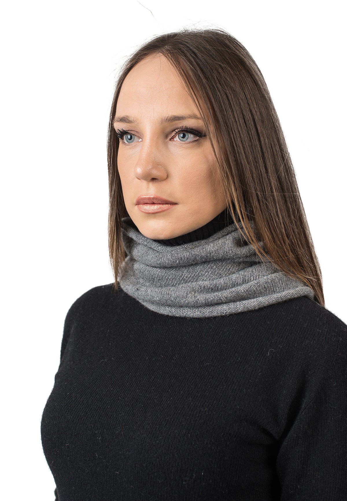 Gray Recycled Cashmere Blend Neck Warmer