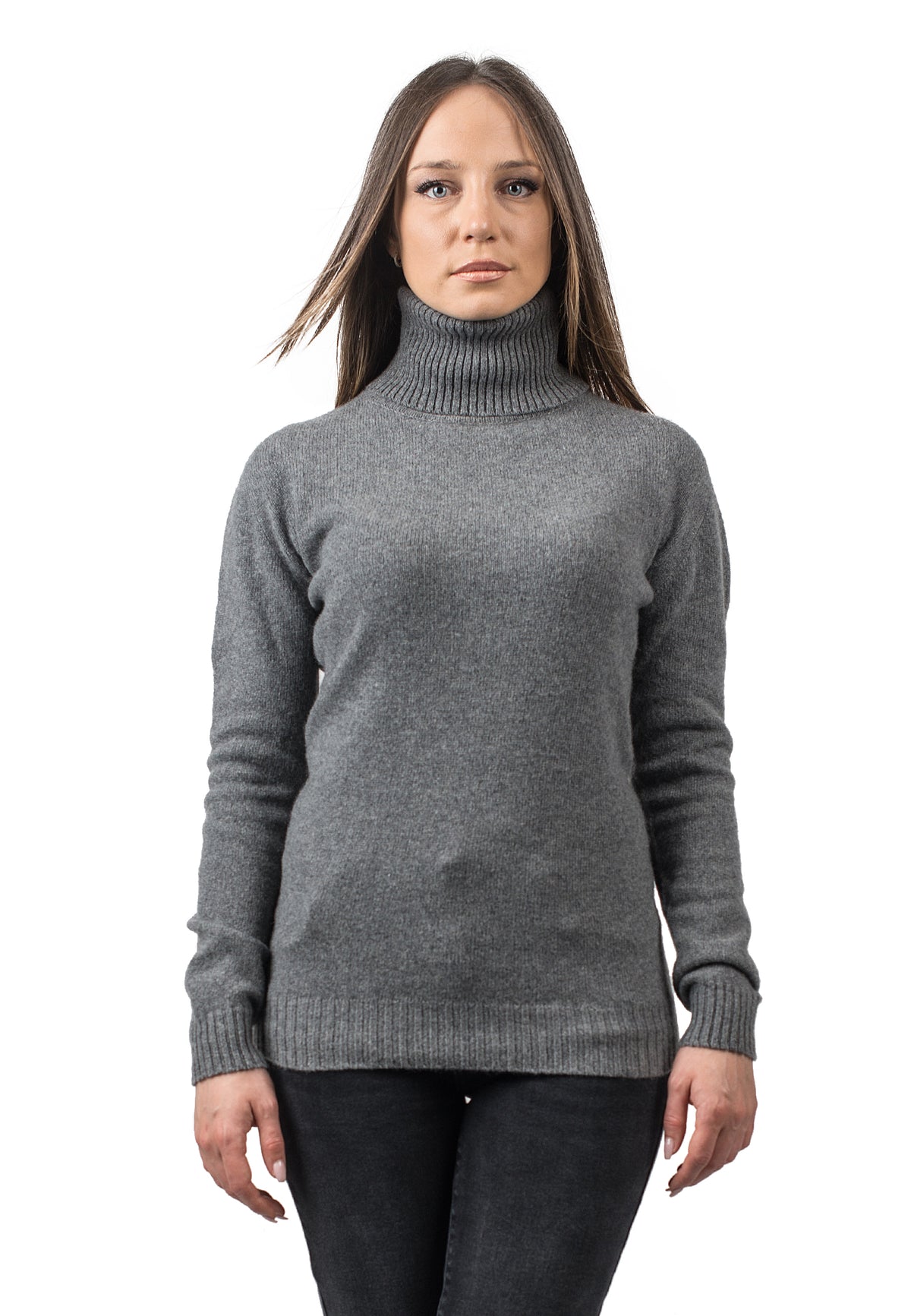 Gray Women's Recycled Cashmere Blend Turtleneck