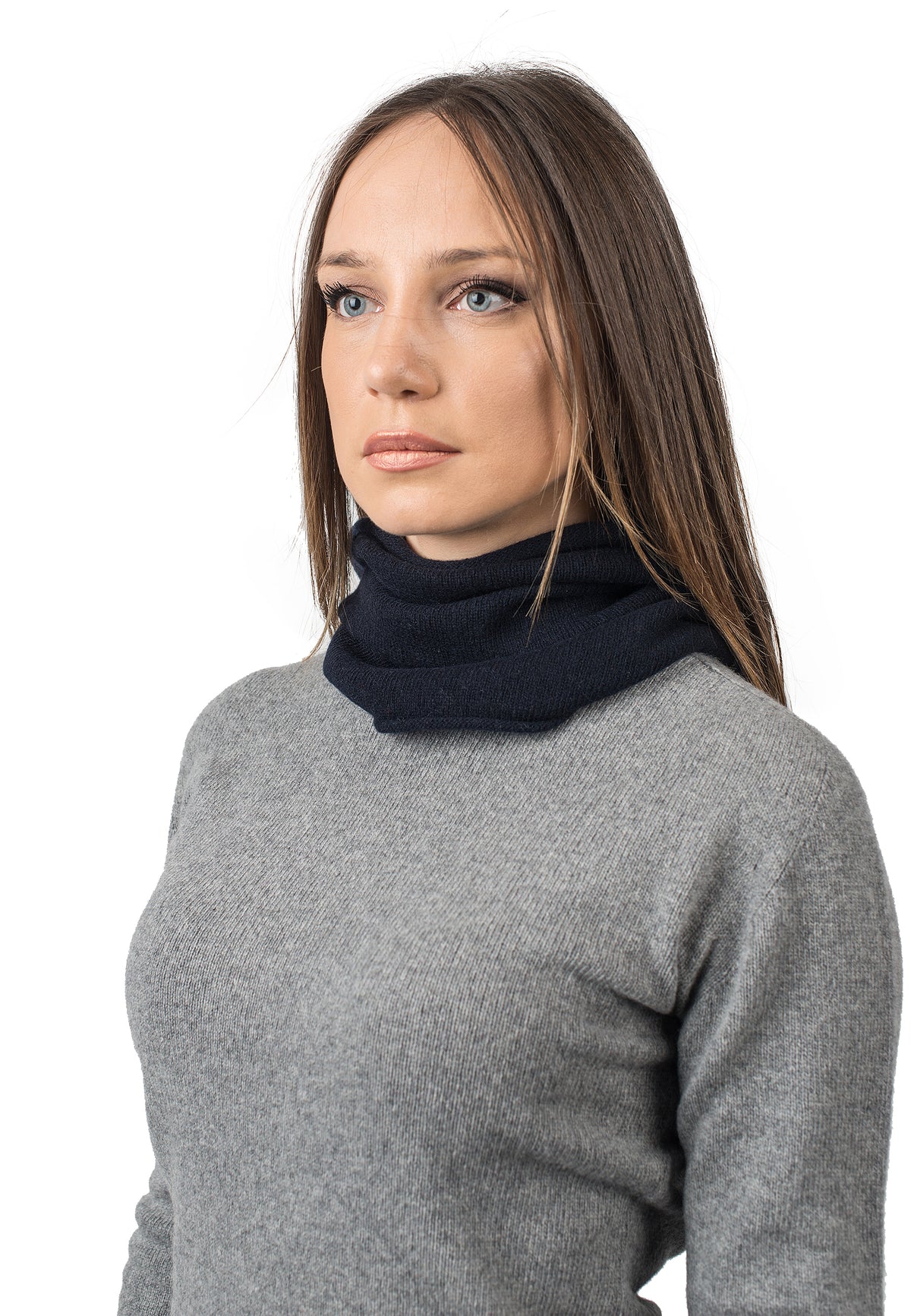 Blue Recycled Cashmere Blend Neck Warmer