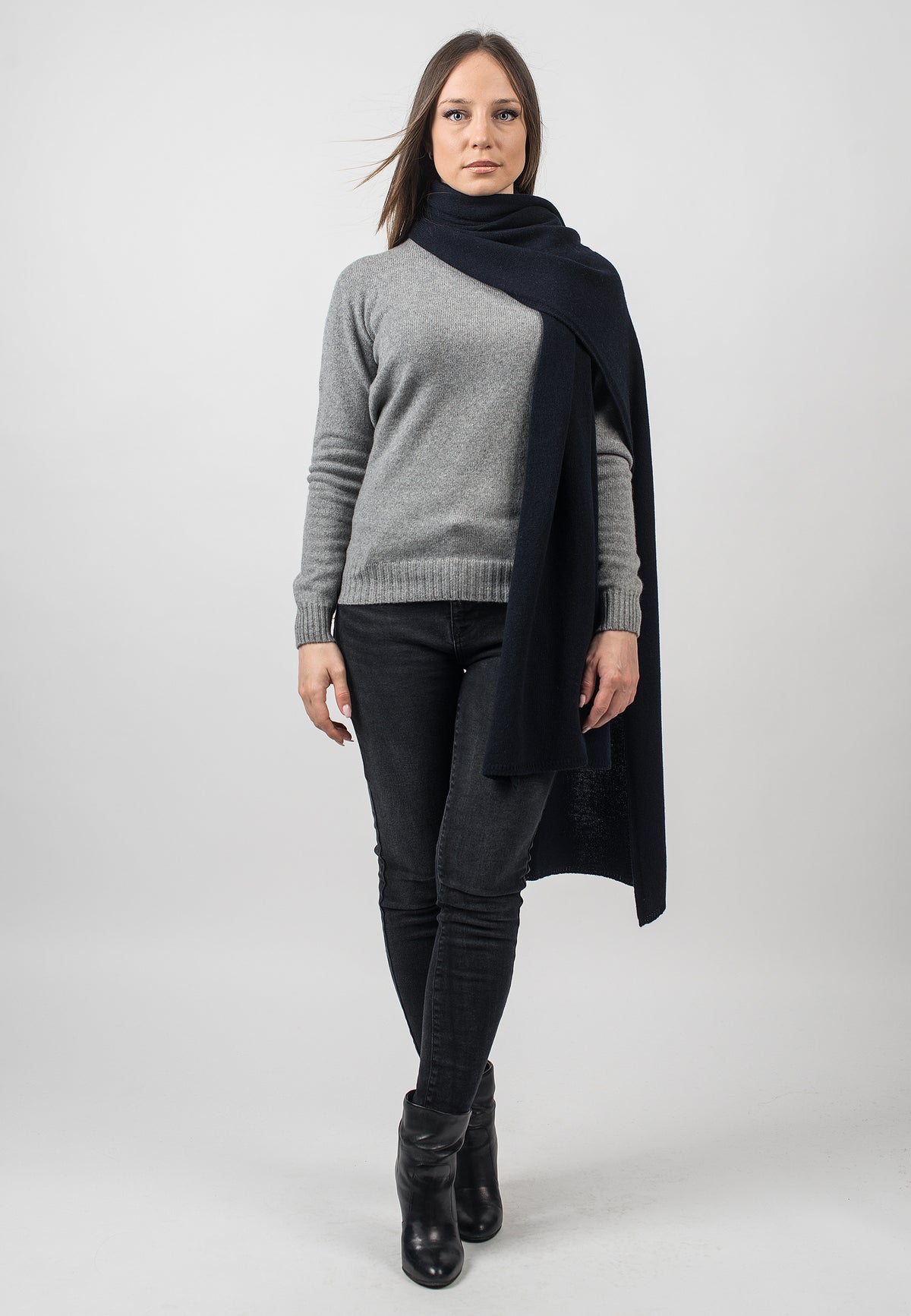 Blue Recycled Cashmere Blend Wrap, view 2