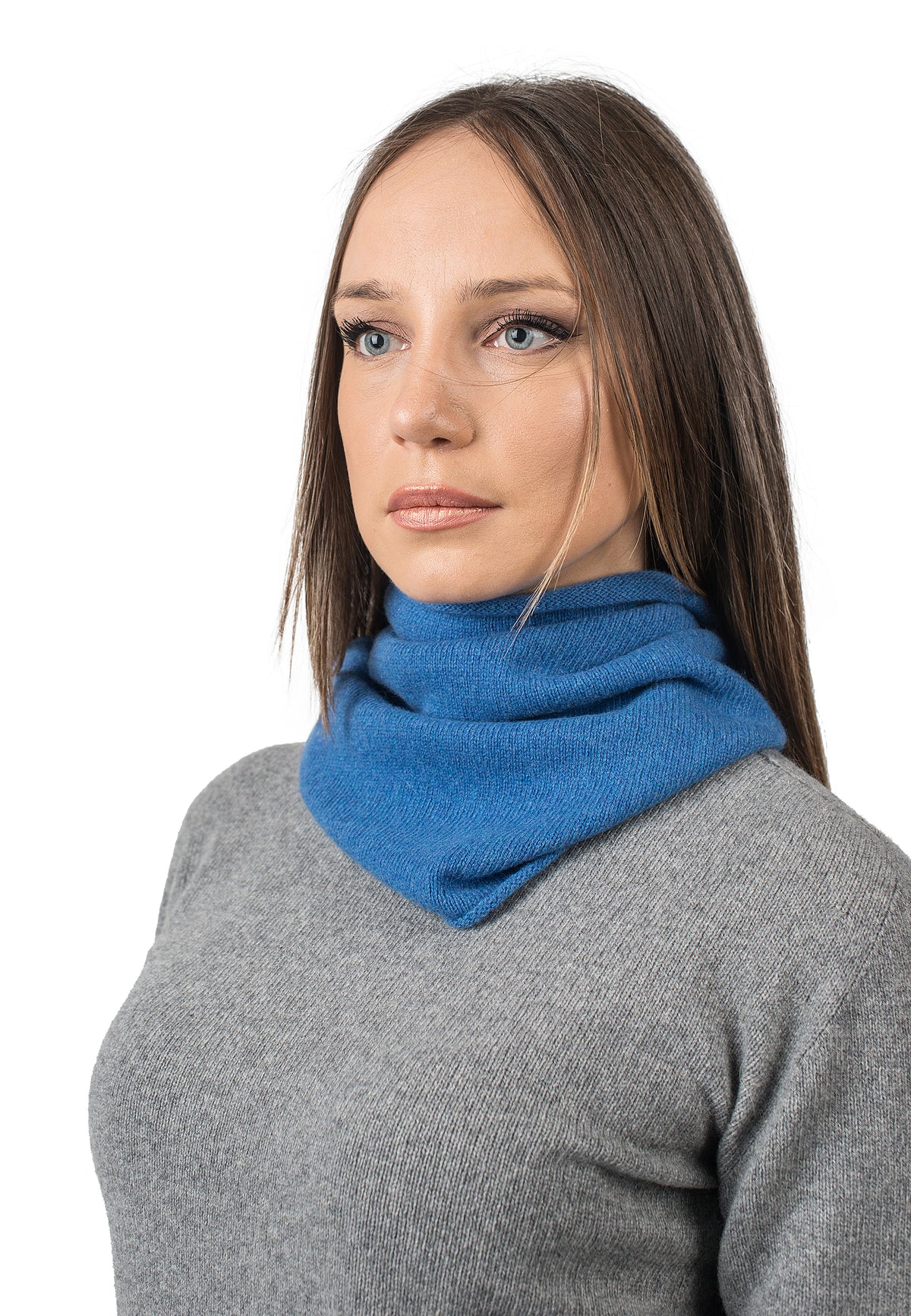 Light Blue Recycled Cashmere Blend Neck Warmer