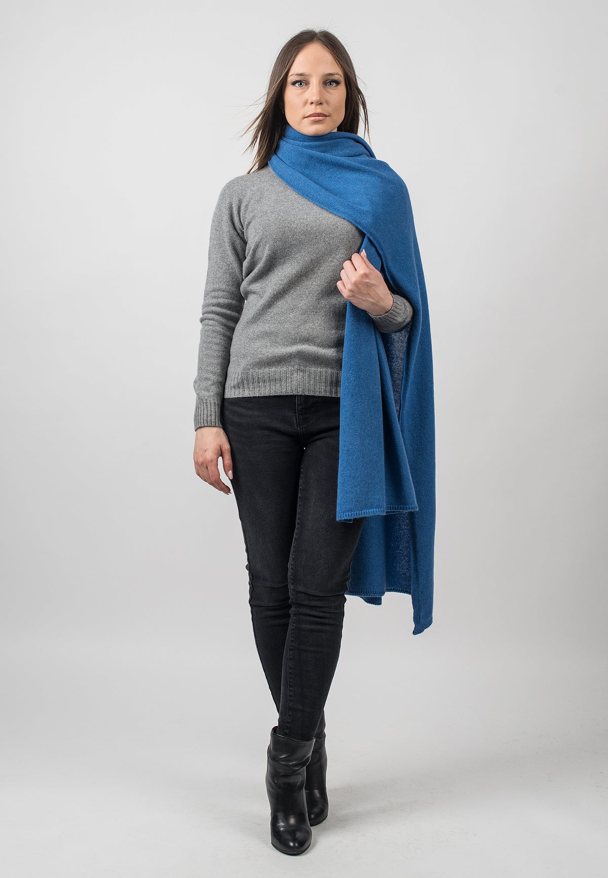 Light Blue Recycled Cashmere Blend Wrap, view 2
