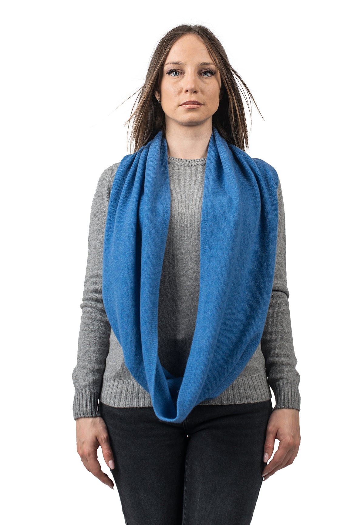 Light Blue Recycled Cashmere Blend Infinity Scarf