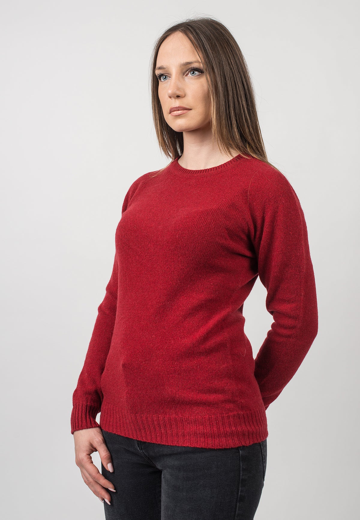 Red Women's Recycled Cashmere Blend Crewneck, view 2